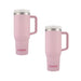 Two Pink Yukon Fit Forty 40oz tumblers with white lids